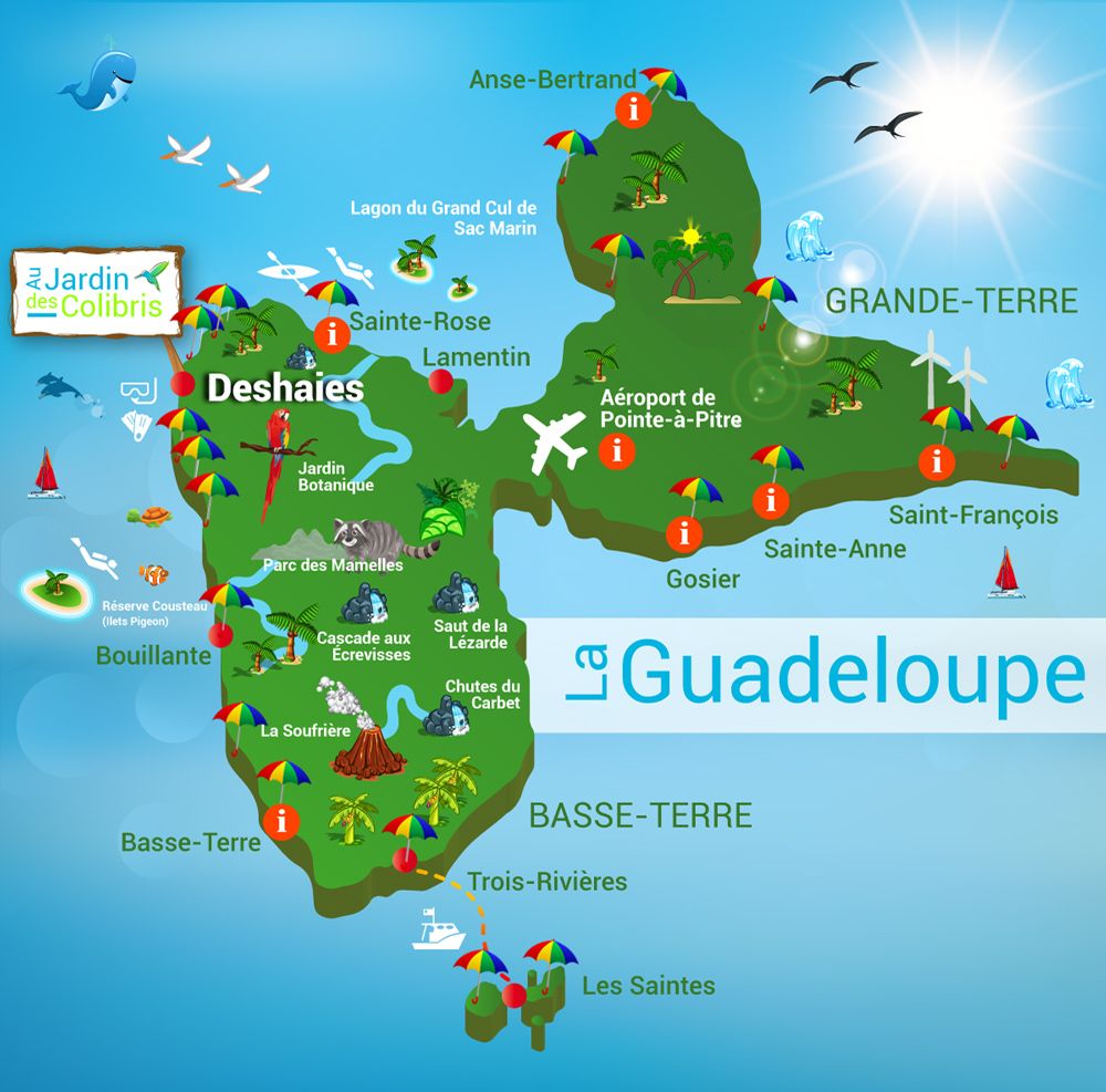 Carte antilles Guadeloupe