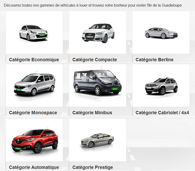 gamme de vehicules de tourismes et utilitaires europcar